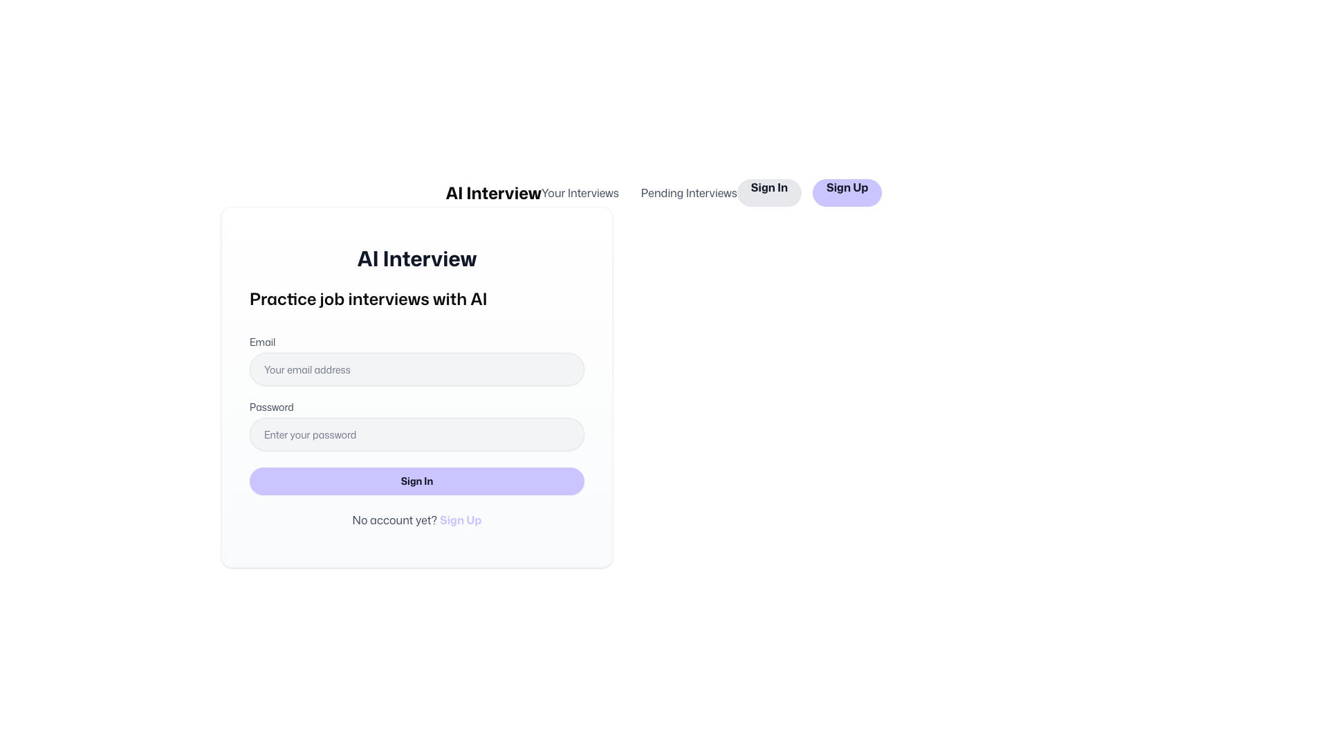 AI Interview homepage