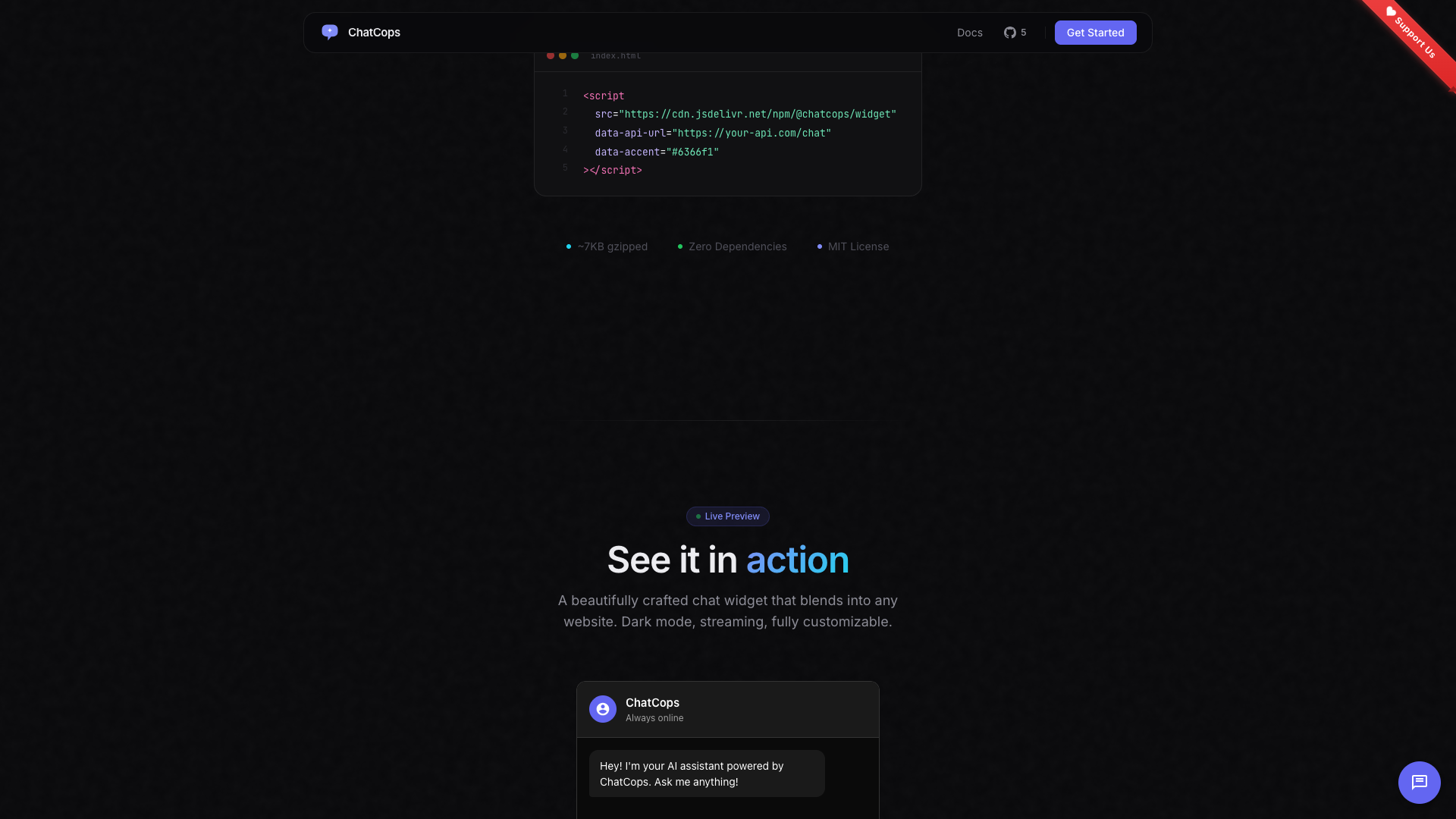 ChatCops - Embeddable AI chat widget for websites