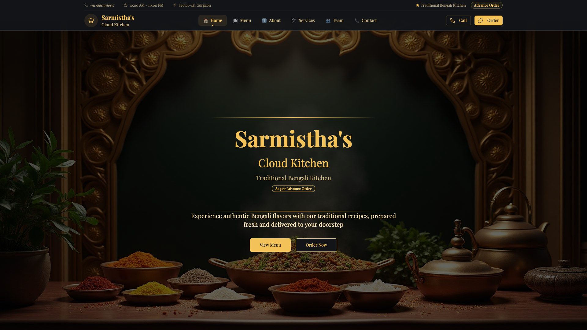 Sarmistha's Cloud Kitchen - Bengali cuisine ordering platform